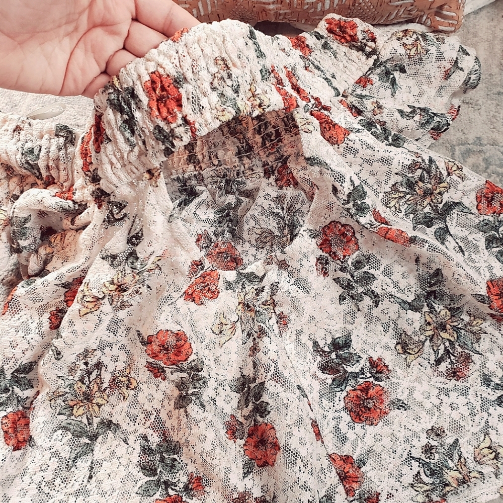 Off the shoulder floral lace top - open back
